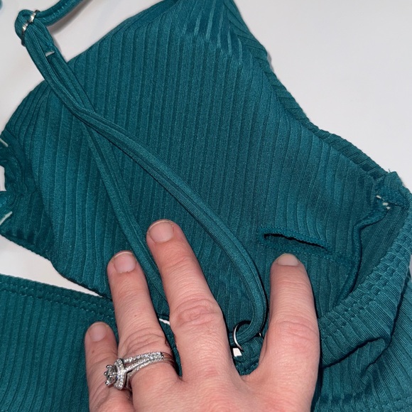 Zaful Ribbed Bikini Size Small US Size 4 Dark Teal - Picture 12 of 15
